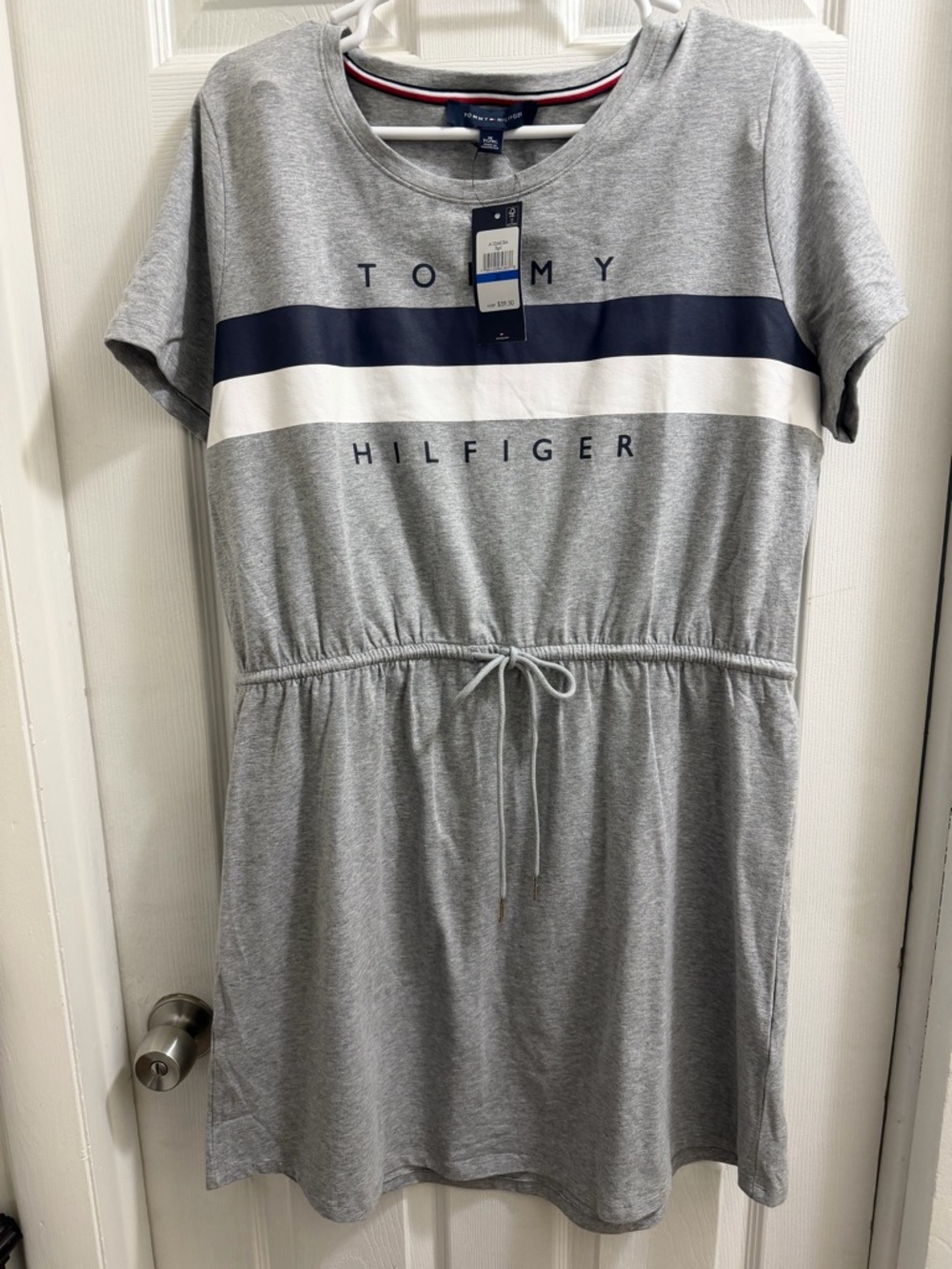 Tommy Hilfiger Gray Dress with Navy & White Stripe